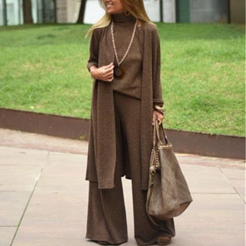 Conjunto longo de três peças da moda casual
