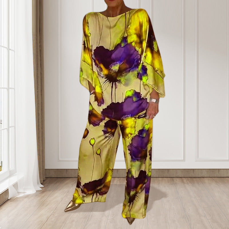 Conjunto Amazônica - Camisa Esampada + Calça / Duas peças com estampa floral em aquarela.