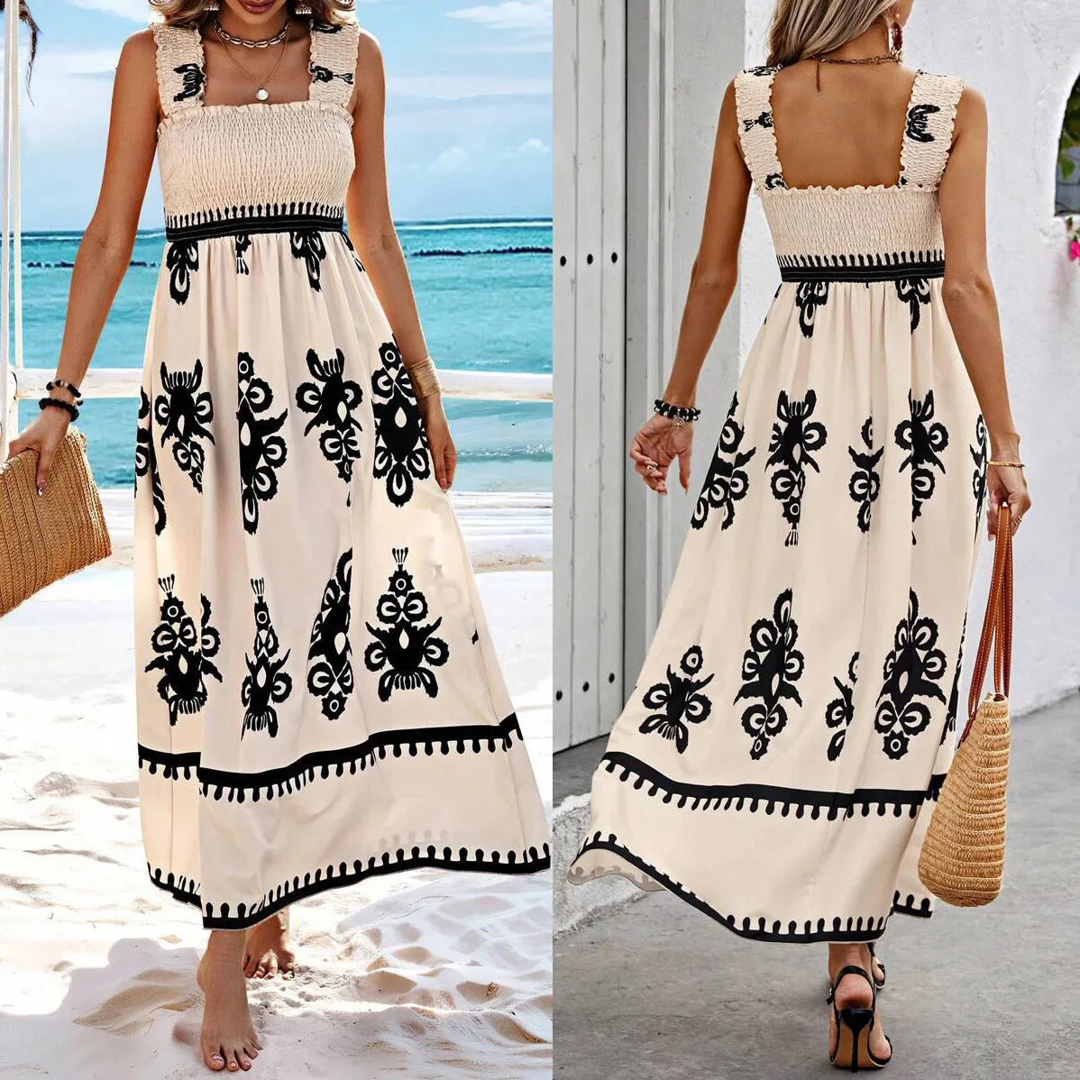 Vestido Myami™ com Estampas Barrocas e Caimento Impecável / A Elegância das Praias Gregas com o Conforto de um Look Descontraído!