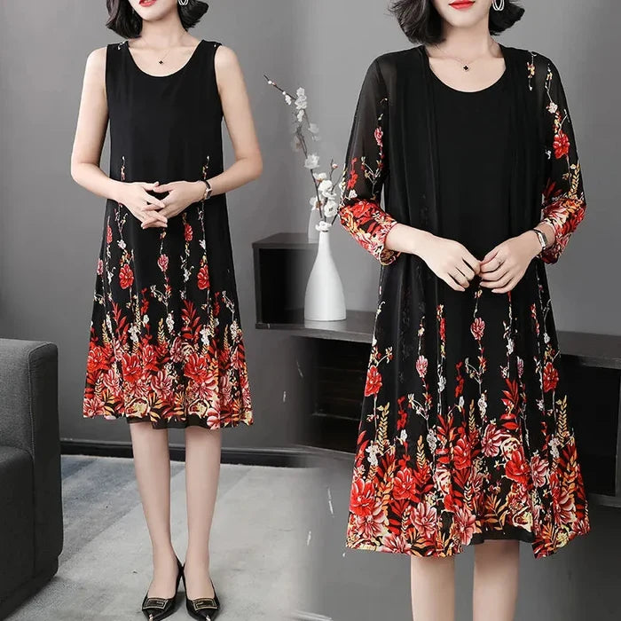 Conjunto Celeste Charm Vestido + Cardigã / Conforto Extra Até Nos Dias Mais Quentes!