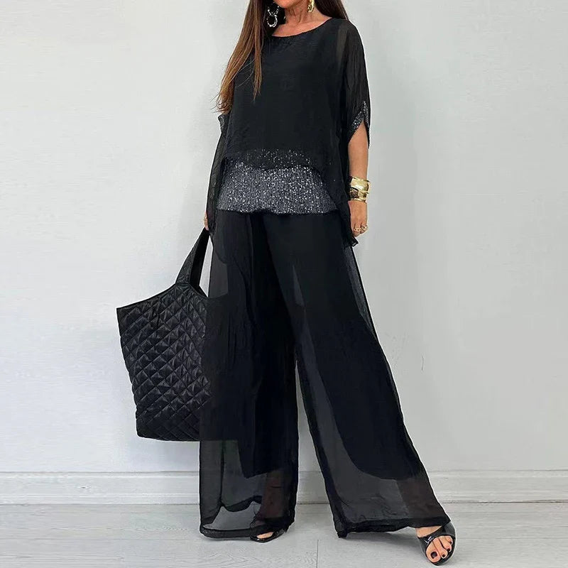 Conjunto Calça e Blusa de Seda Helenna