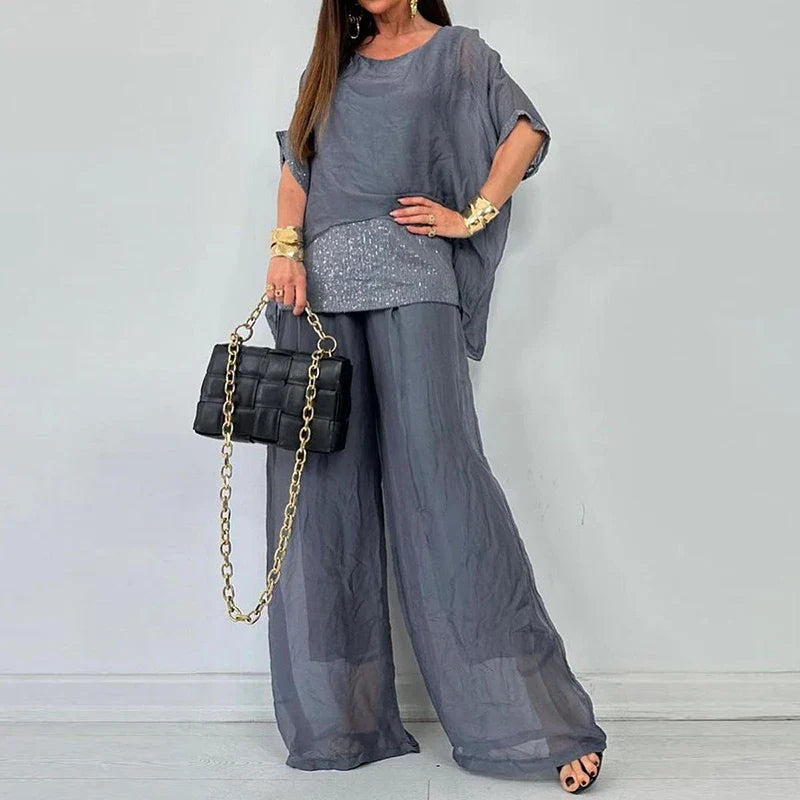 Conjunto Calça e Blusa de Seda Helenna