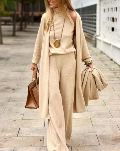 Conjunto longo de três peças da moda casual