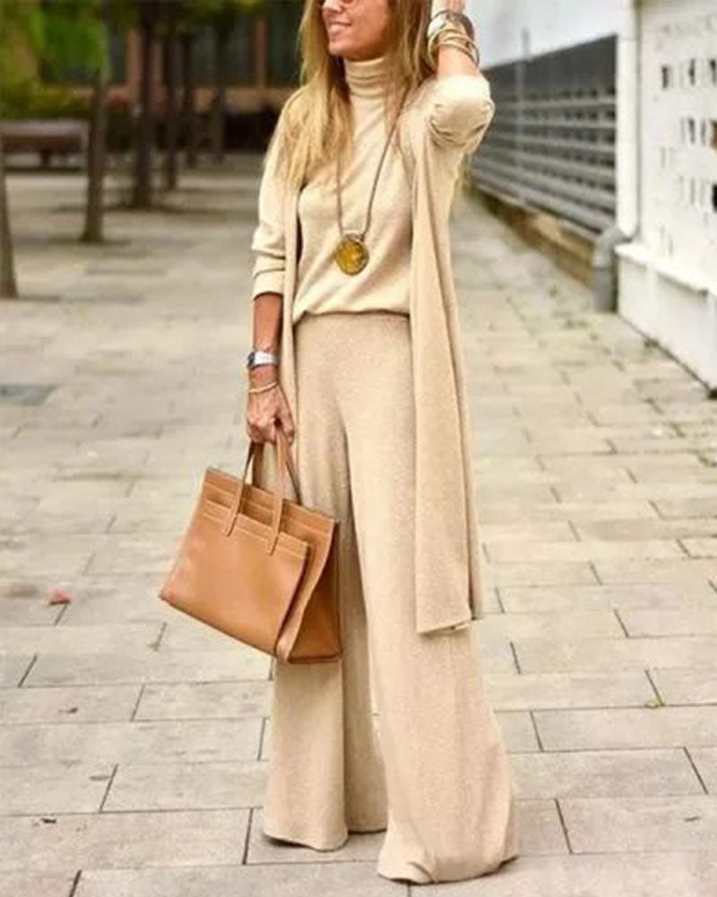 Conjunto longo de três peças da moda casual
