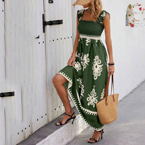 Vestido Myami™ com Estampas Barrocas e Caimento Impecável / A Elegância das Praias Gregas com o Conforto de um Look Descontraído!