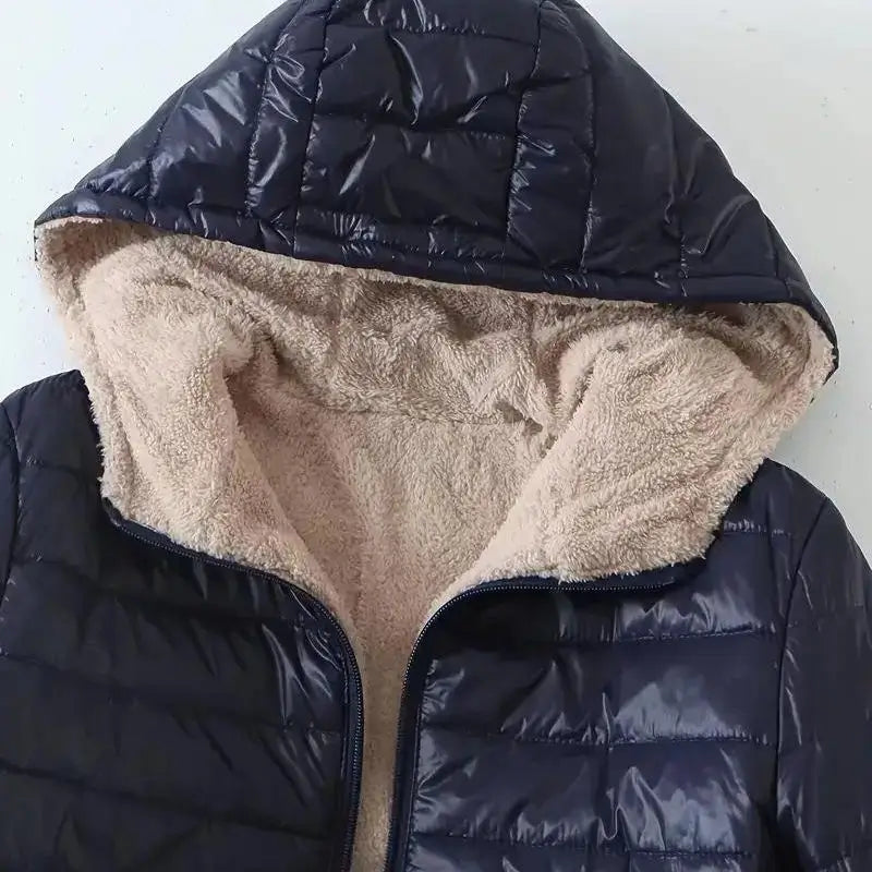 Casaco Feminino Forrado de Lã com Zíper - Impermeável