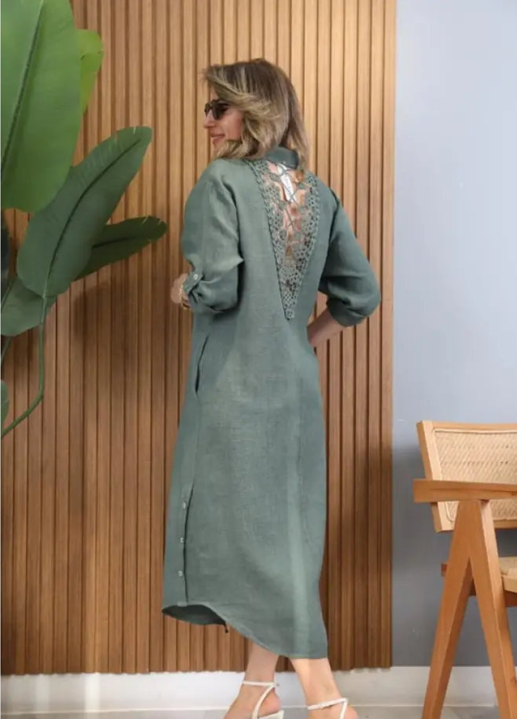 Vestido Mônica – Elegância em Linho com Toque de Bordado