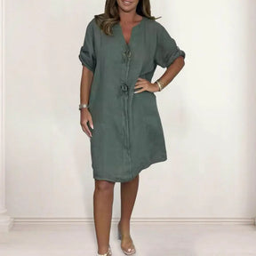Vestido La Eleganza™ em Viscose Suave – Charme Refinado e Conforto que Dura o Dia Todo.