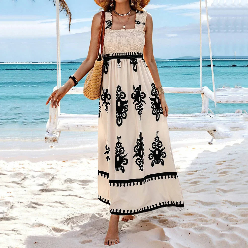 Vestido Myami™ com Estampas Barrocas e Caimento Impecável / A Elegância das Praias Gregas com o Conforto de um Look Descontraído!