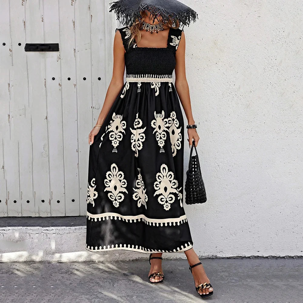 Vestido Myami™ com Estampas Barrocas e Caimento Impecável / A Elegância das Praias Gregas com o Conforto de um Look Descontraído!