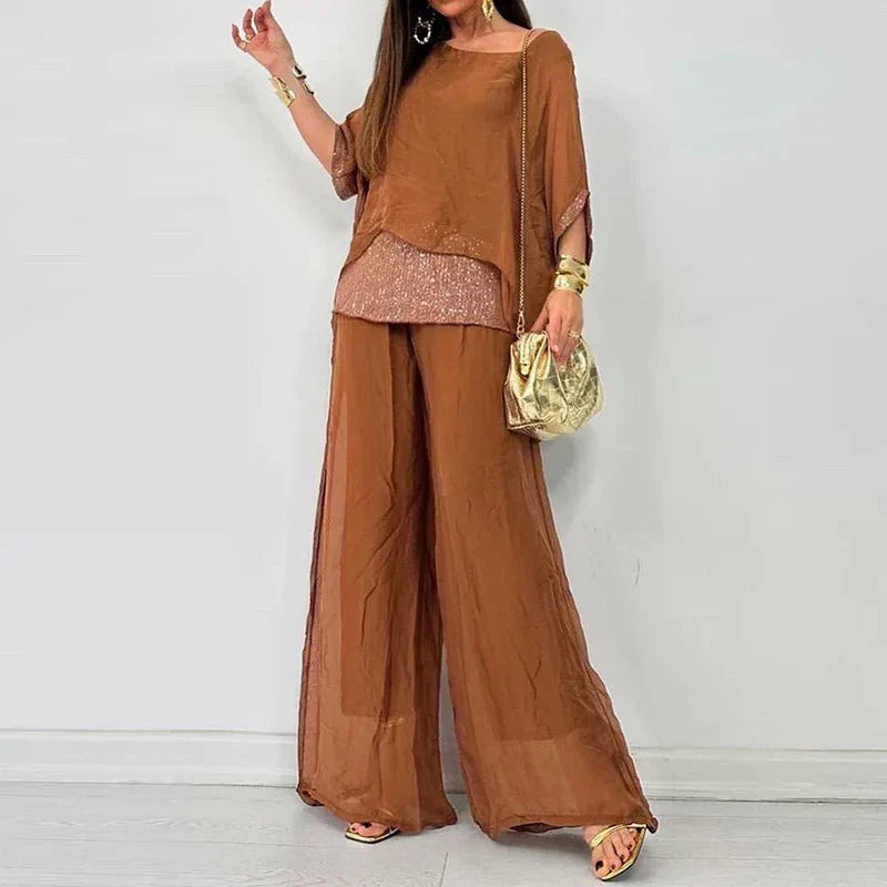 Conjunto Calça e Blusa de Seda Helenna