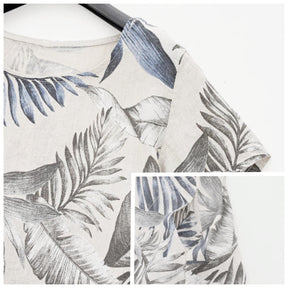Vestido Botanico em Linho Puro / Gola Redonda