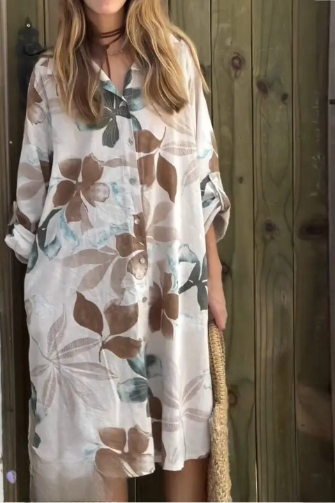 VESTIDO SOFI - ESTILO NATURAL EM LINHO ESTAMPADO