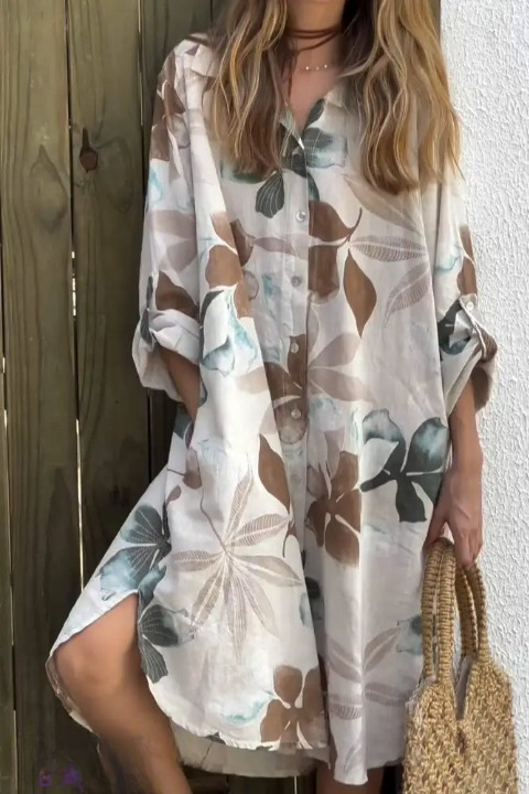 VESTIDO SOFI - ESTILO NATURAL EM LINHO ESTAMPADO